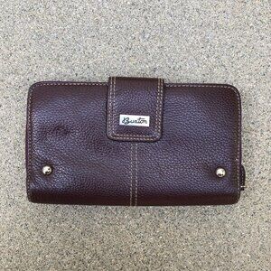 BUXTON Genuine Leather Wallet Women's Burgundy Card Holder Pebble Clutch